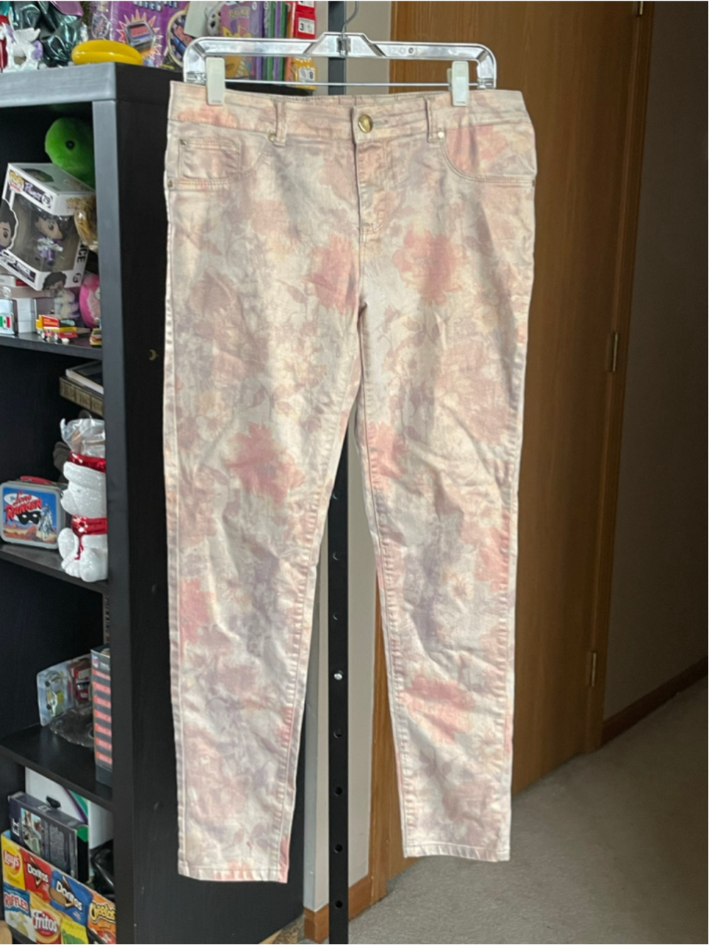 Women's Bonage Skinny Jeans Juniors 13 Pink Beige Floral